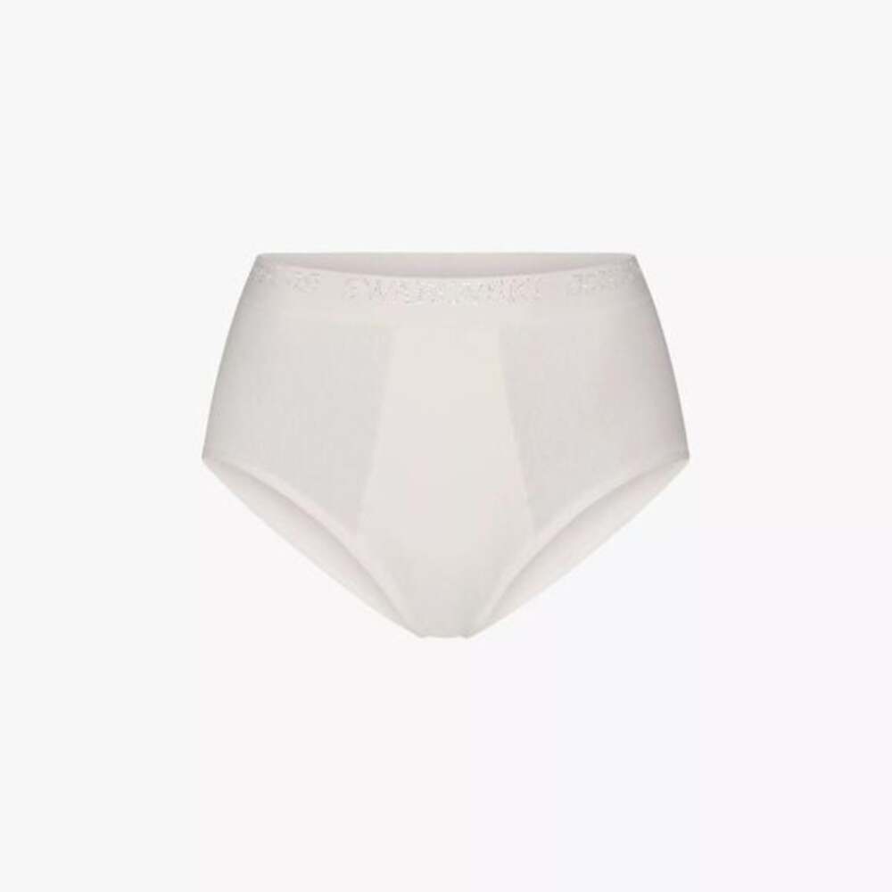 Skims x Swarovski Cotton Rib Crystal High-Waisted Brief Marble White XXL NEW